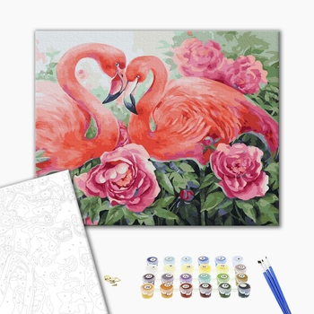 Картина по номерам Тварини, птахи та риби - Пара фламінго