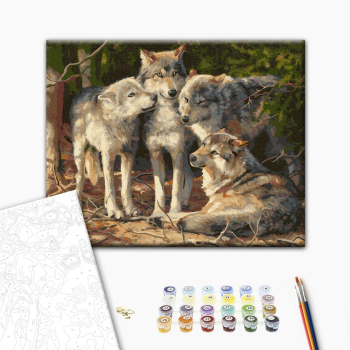 Картина по номерам Тварини, птахи та риби - Вовча зграя