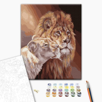Картина по номерам Тварини, птахи та риби - Пара левів