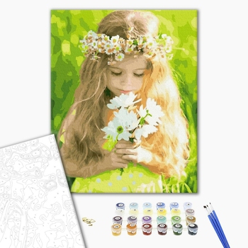 Картина по номерам Діти та ангели - Дівчинка з ромашками