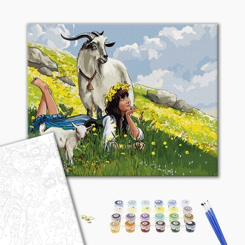 Картина по номерам Українські міста та ландшафти - Пастушка в горах