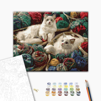 Картина по номерам Тварини, птахи та риби - Котики в клубках