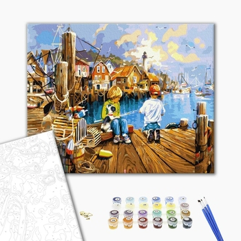 Картина по номерам Діти та ангели - Маленькі рибалки