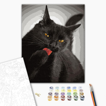 Картина по номерам Тварини, птахи та риби - Чорна киця