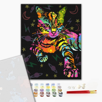 Картина по номерам Преміум картини - Неонова кішка