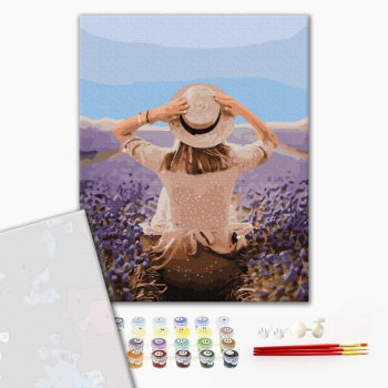 Картина по номерам Преміум картини - Мандрівниця в лавандовому полі