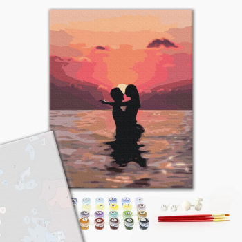Картина по номерам Преміум картини - Закохані на заході сонця