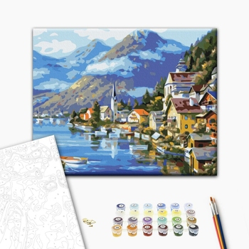 Картина по номерам Города - Селище у підніжжя гори