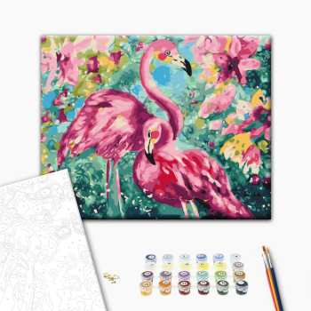Картина по номерам Тварини, птахи та риби - Квітковий фламінго