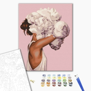 Картина по номерам Люди на картинах - Оберемок піонів