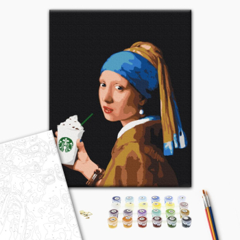 Картина по номерам Люди на картинах - Дівчина з подвійним латте