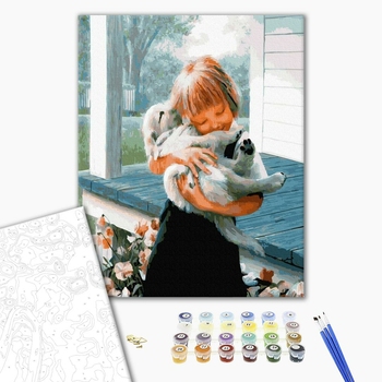 Картина по номерам Діти та ангели - Дівчинка з улюбленцем