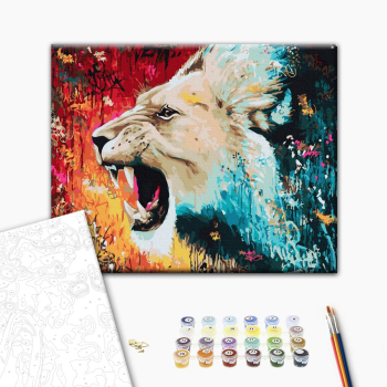 Картина по номерам Тварини, птахи та риби - Розлючений лев