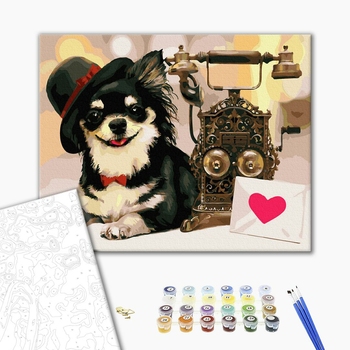 Картина по номерам Тварини, птахи та риби - Песик-кавалер