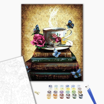 Картина по номерам Натюрморти - Бібліотечне чаювання