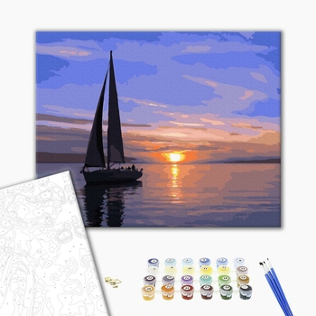 Картина по номерам Пейзажі - Парусник на заході сонця