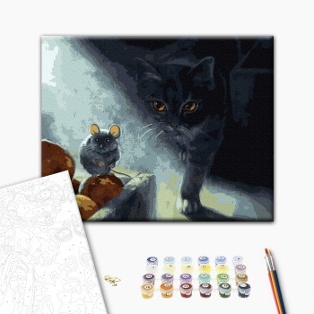 Картина по номерам Тварини, птахи та риби - Кіт-мисливесь в тіні