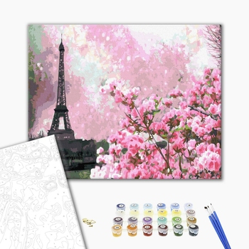 Картина по номерам Города - Цвітіння сакури в Парижі