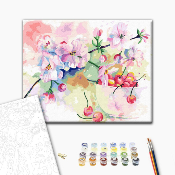Картина по номерам Натюрморти - Весняна черешня акварелью