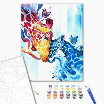 Картина по номерам Поп Арт - Барвисті жирафи