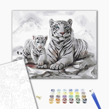 Картина по номерам Тварини, птахи та риби - Білі тигри