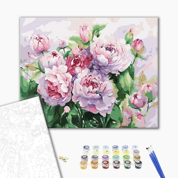 Картина по номерам Квіти - Піони аквареллю