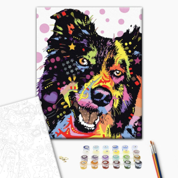 Картина по номерам Поп Арт - Пес в фарбах