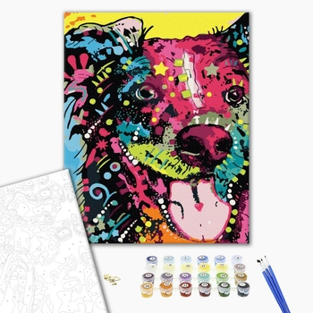 Картина по номерам Поп Арт - Песик в фарбах