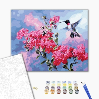 Картина по номерам Тварини, птахи та риби - Колібрі в цвіту
