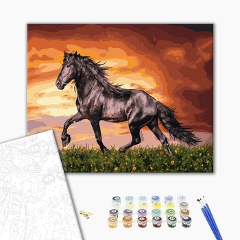 Картина по номерам Тварини, птахи та риби - Гнідий скакун