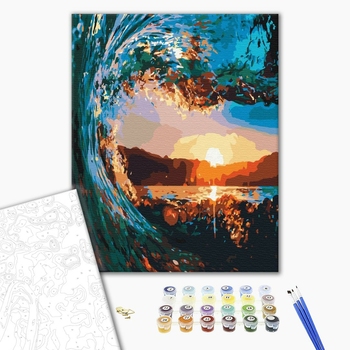 Картина по номерам Пейзажі - Захід сонця крізь хвилі