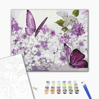 Картина по номерам Квіти - Бузкові метелики