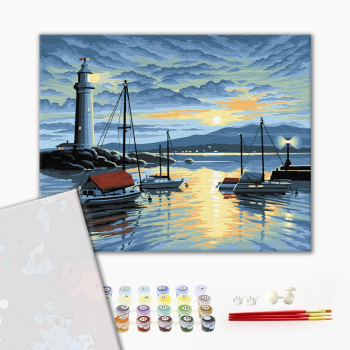 Картина по номерам Преміум картини - Маяк і кораблі