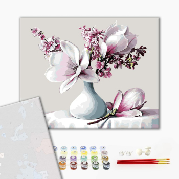 Картина по номерам Преміум картини - Магнолії в вазі