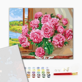 Картина по номерам Преміум картини - Яскраві піони