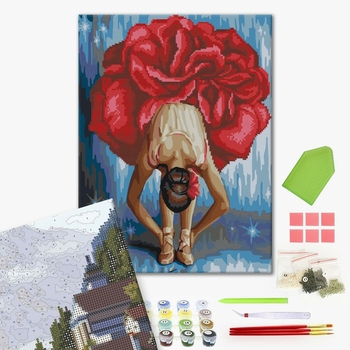 Комбінована алмазна мозаїка - Квіткова балерина