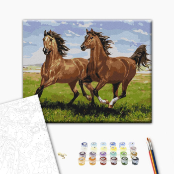 Картина по номерам Тварини, птахи та риби - Скакуни на пробіжці