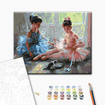 Картина по номерам Люди на картинах - Балерини з кошеням