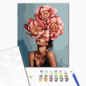 Картина по номерам Люди на картинах - Дівчина в квітучій півонії