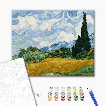 Картина по номерам Репродукції художників - Поле із зеленою пшеницею і кипарисом. Вінсент Ван Гог