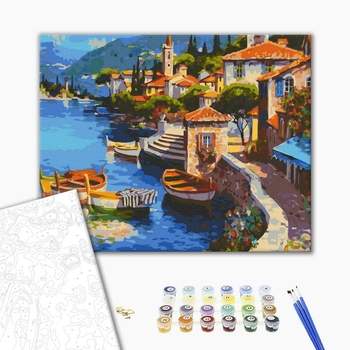 Картина по номерам Репродукції художників - Приморське містечко. Анатолій Метлан