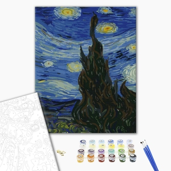 Картина по номерам Репродукції художників - Зоряна ніч. Ван Гог. Триптих 1