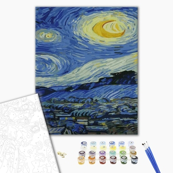 Картина по номерам Репродукції художників - Зоряна ніч. Ван Гог. Триптих 3