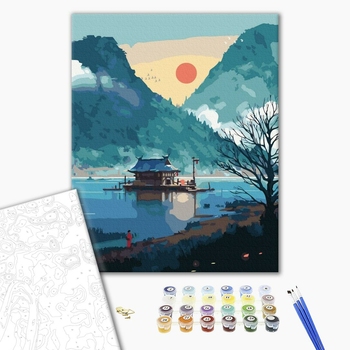 Картина по номерам Східна тематика - Будинок на гірському озері