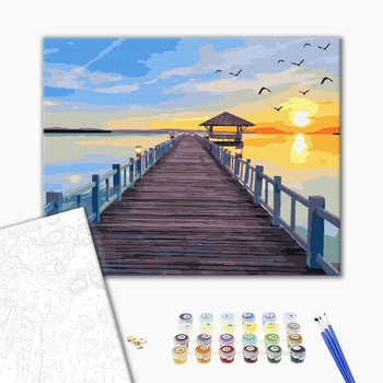Картина по номерам Пейзажі - Місточок у захід