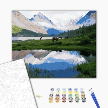 Картина по номерам Природа - Пасовище в горах