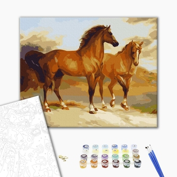 Картина по номерам Тварини, птахи та риби - Пара благородних скакунів