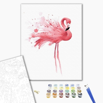 Картина по номерам Тварини, птахи та риби - Фламінго в мазках