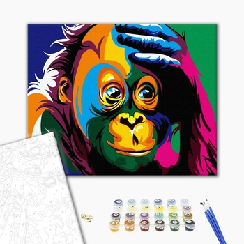 Картина по номерам Поп Арт - Веселкова шимпанзе