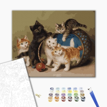 Картина по номерам Тварини, птахи та риби - Кошенята-бешкетники